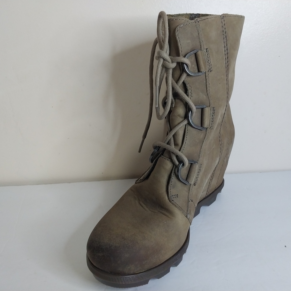 SOREL 8.5 Women's Taupe Lace-Up Boots - Picture 3 of 15